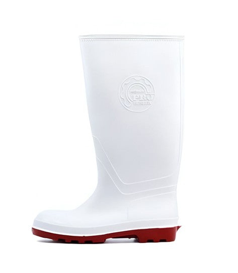 Bota de PVC Pro-Rubber tipo jardinera con casco de acero. Con suela roja