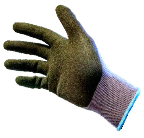 Guante nylon gris con palma nitrilo arenoso en palma