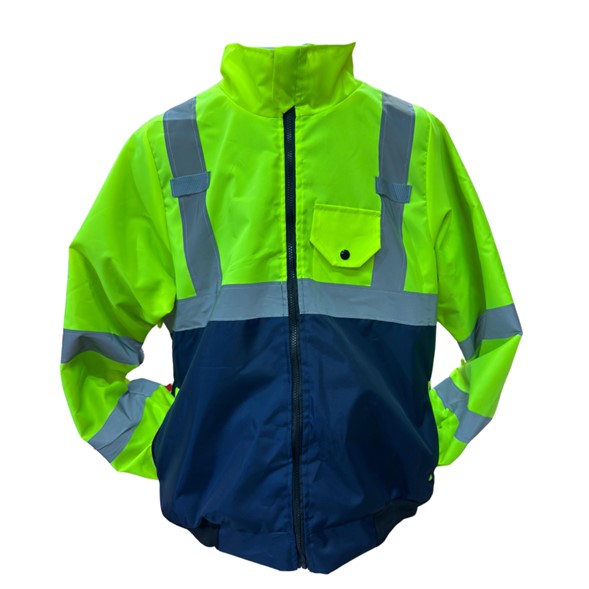 Chamarra polar de alta visibilidad. Material exterior repelente al agua con reflejantes.