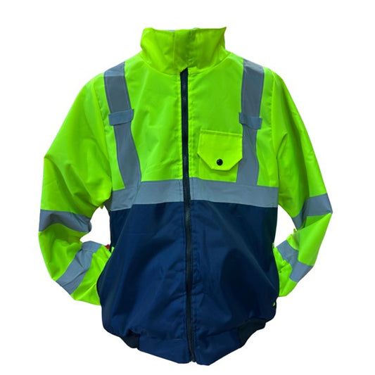 Chamarra polar de alta visibilidad. Material exterior repelente al agua con reflejantes.